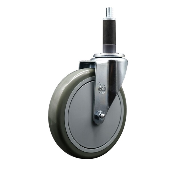 Service Caster 6'' Gray Poly Wheel Swivel 1'' Expanding Stem Caster SCC-EX20S614-PPUB-1 - main